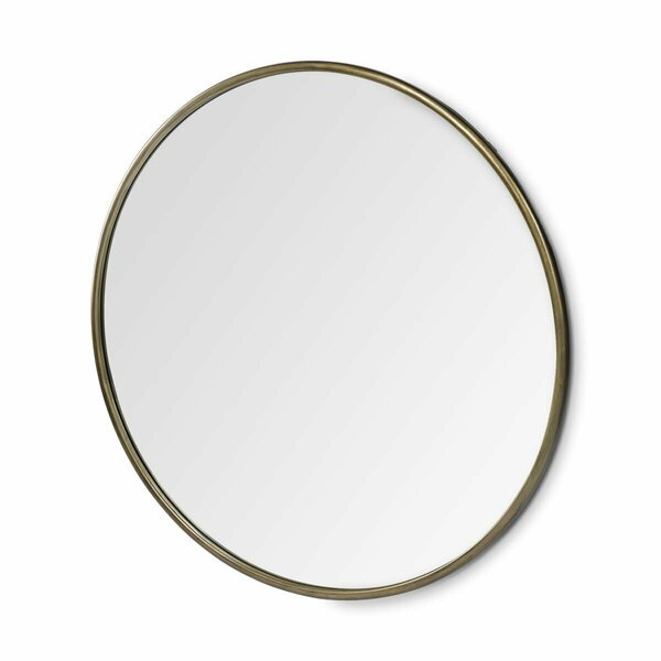 Homeroots 47 in. Round Gold Metal Frame Wall Mirror 376411